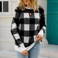 thumbnail image 1 of CALAFEBILA Womens Sweaters Fall 2023,Fashion Warm Knit Plaid Pullover Sweater, 1 of 8