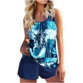 thumbnail image 1 of CALAFEBILA Womens Swimear Plus Size Modest Tankini Two Piece Hawaiian Floral Print Bathing Suits, 1 of 5