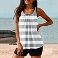 thumbnail image 1 of CALAFEBILA Womens Swimsuit Tankini 2 Piece Modest Striped Print Pleated Summer Bathing Suits, 1 of 6