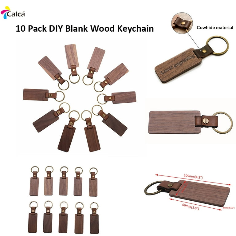 CALCA 10 Pack Blank Wood Keychain Personalized Key Tags for DIY Car Ornament Gift Key Ring Gift Craft for Mum Dad Boyfriend Husband Walmart
