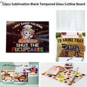 CALCA 12 Pack Sublimation Tempered Glass Cutting Board Blanks with White Rough Coating 15.4 x 11.22In