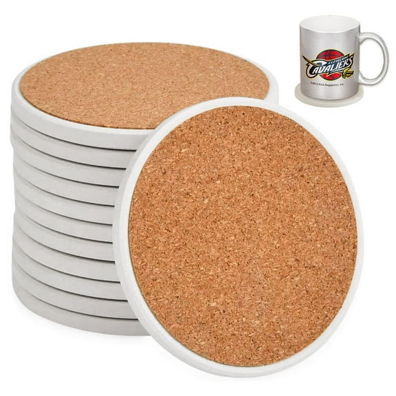 CALCA 144 Pack Sublimation Round Ceramic Tiles Coasters Blanks 4.05In with Cork Backing Pads