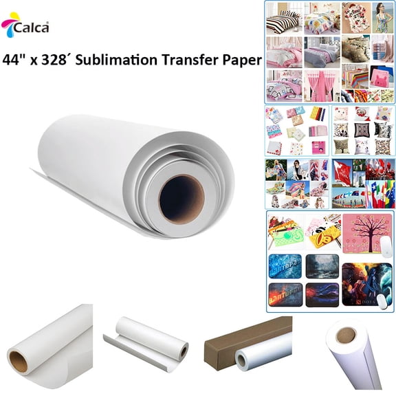 CALCA 44" Sublimation Paper High Tacky Dye Sublimation Transfer Paper Roll Sticky 44" x 328 100g Work with Sublimation Ink and Inkjet Printers