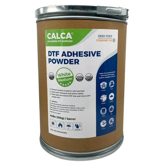 CALCA 44lbs DTF Powder White Direct to Film TPU Digital DTF Transfer Powder Hot Melt Adhesive Powder for Direct Print on T-Shirts Textile