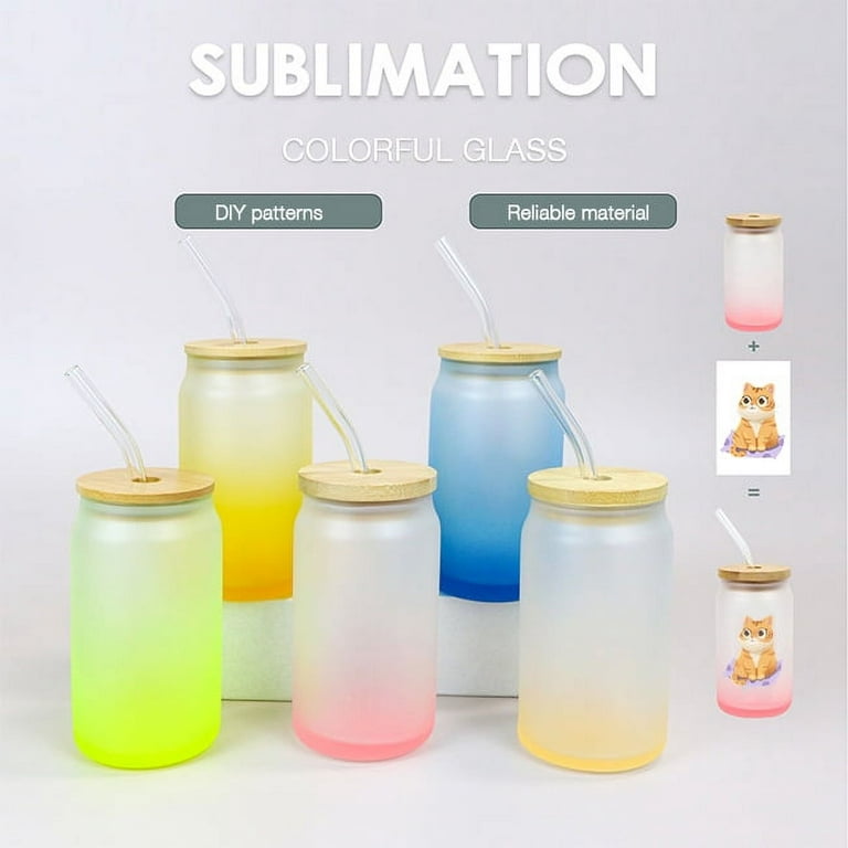 6 Pack 16oz Sublimation Glass Jar clear Bulk Blank Cups Beer Can