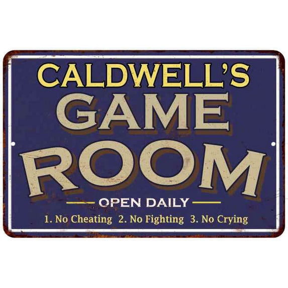 CALDWELL'S Blue Game Room Sign Metal Wall Decor 8x12 208120002058