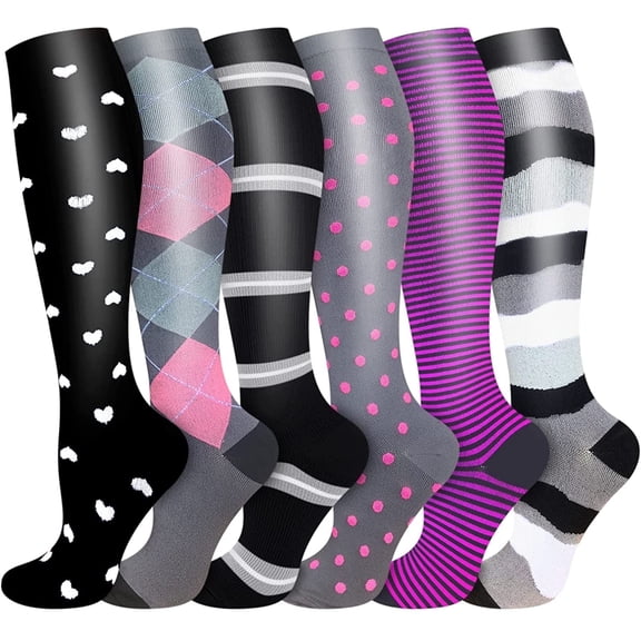 CALHNNA Compression Socks for Men & Women, 6 Pairs, L-XL