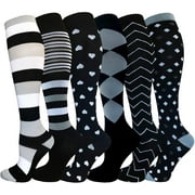 CALHNNA Compression Socks for Men & Women, 6 Pairs, L-XL