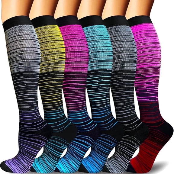 Qulqfy Compression Socks for Women & Men 3 Pairs Knee High Breathable ...
