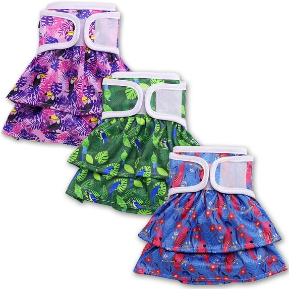 CALHNNA Washable Dog Diapers Female - 3 Pack with Skirt Doggie Diapers for Female Dogs Medium