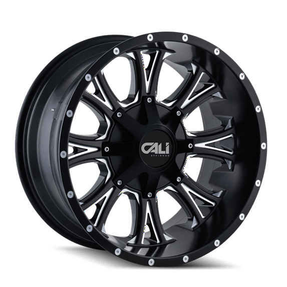 CALI OFF-ROAD AMERICANA-9101 20X12 8X165.1/8X170 -44ET 130.8CB SATIN BLACK/MILLED SPOKES