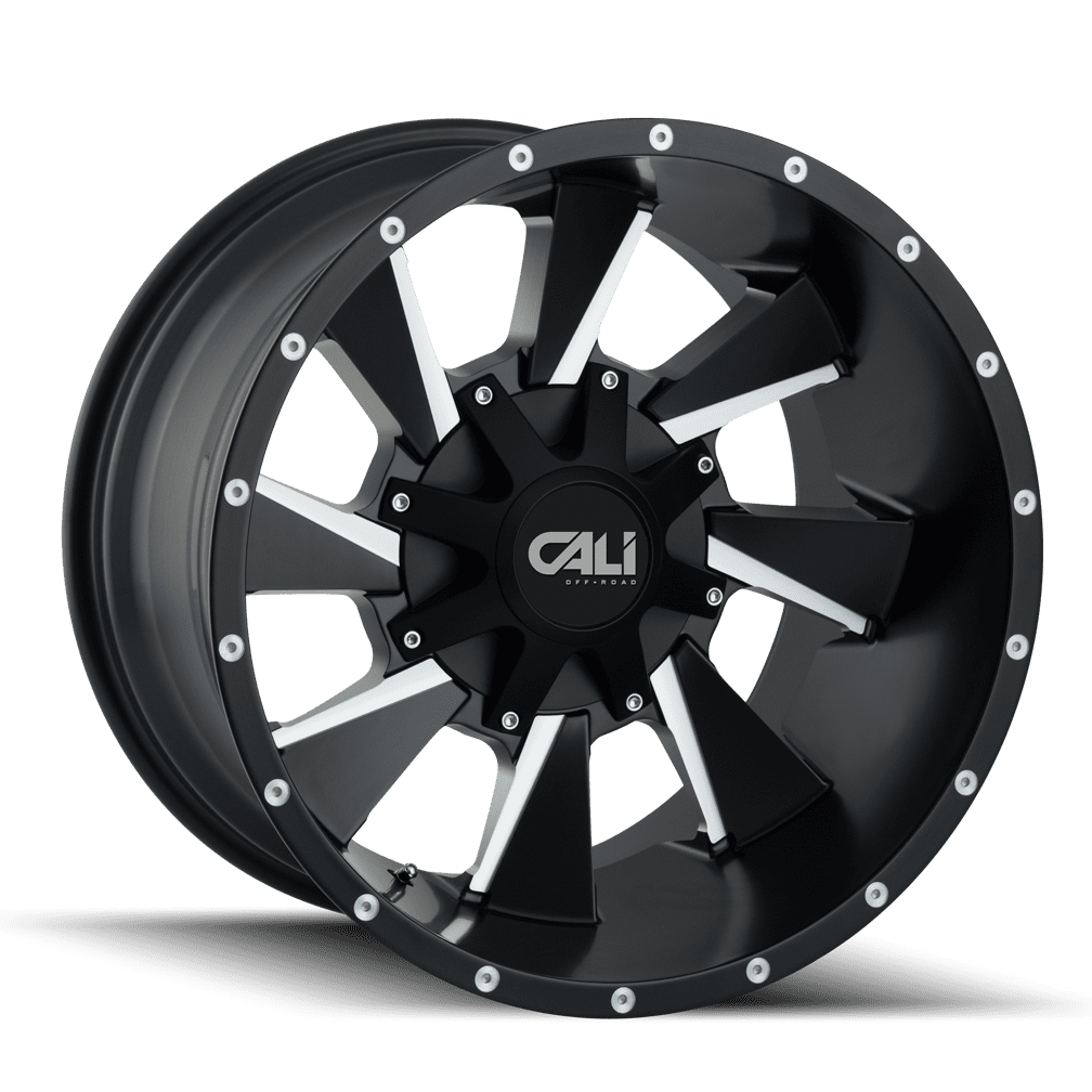 CALI OFF-ROAD DISTORTED-9106 22X12 8X180 -44ET 124.1CB SATIN BLACK/MILLED SPOKES