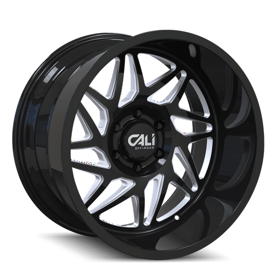 CALI OFF-ROAD GEMINI-9112 24X14 8X170 -76ET 125.2CB GLOSS BLACK/MILLED SPOKES