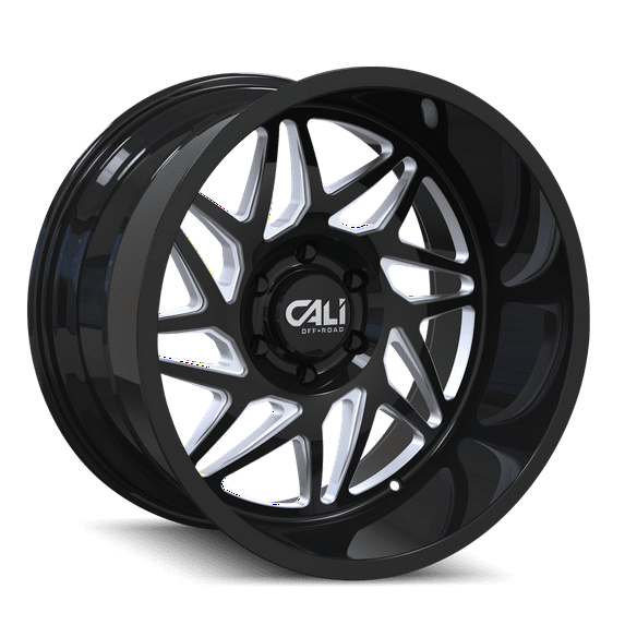 CALI OFF-ROAD GEMINI-9112 24X14 8X170 -76ET 125.2CB GLOSS BLACK/MILLED SPOKES