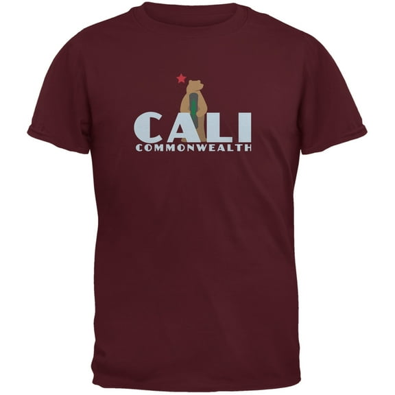 CALI Snowboard Bear Maroon Adult T-Shirt