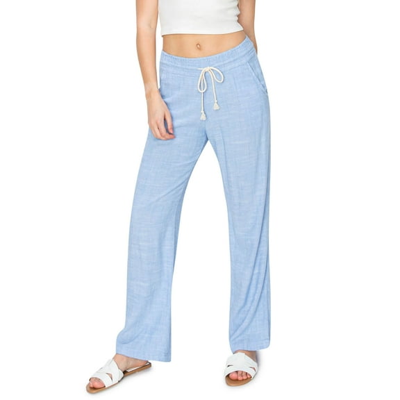 Cali1850 Women's Casual Relaxed Fit 29" Inseam Drawstring High Rise Smocked Linen Pants For Lounge And Beach Wear