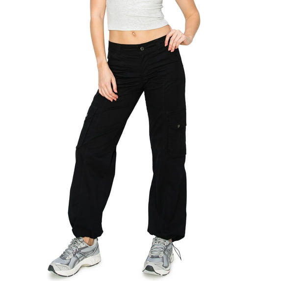 CALI1850 Women's Comfortable Casual Low Rise Relaxed Fit Daily Low Rise Relaxed Fit Cargo Pants Black 5