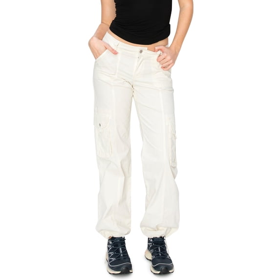 CALI1850 Women's Comfortable Casual Low Rise Relaxed Fit Daily Low Rise Relaxed Fit Cargo Pants Ivory 11