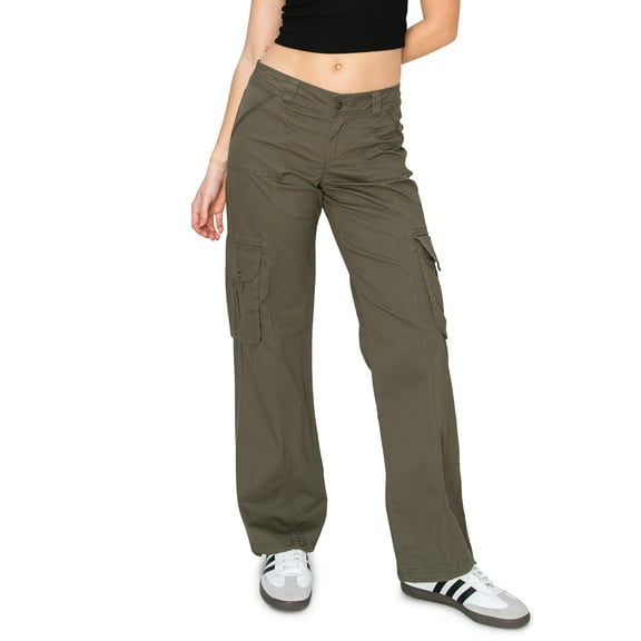 CALI1850 Women's Comfortable Casual Low Rise Relaxed Fit Daily Low Rise Relaxed Fit Cargo Pants Olive 9
