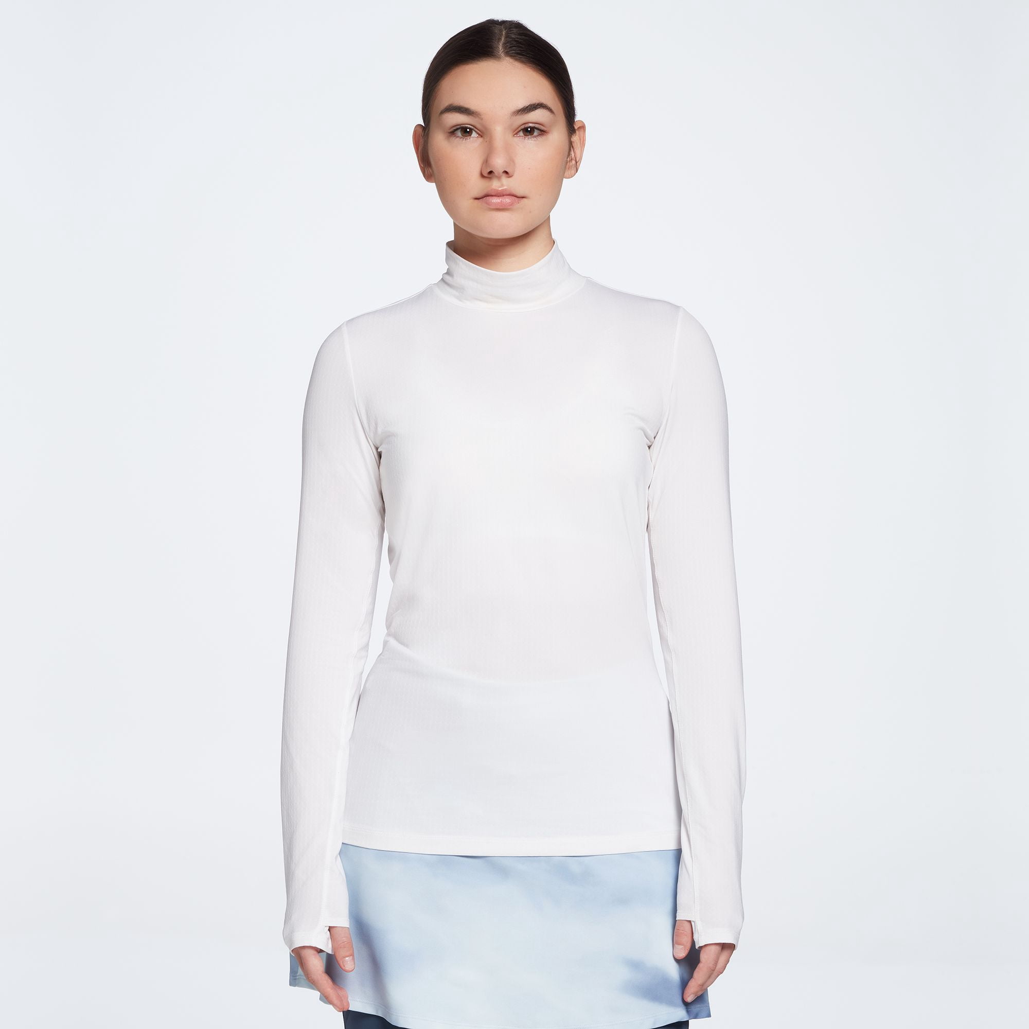 calia women's long sleeve mock neck golf dress CALIA Women's Golf UV Protection Mock Neck Long Sleeve Golf Polo, Size: Large, Pure White