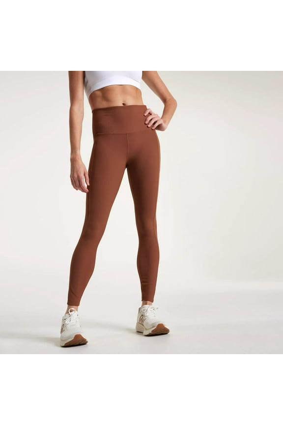 CALIA Women's Seamed Ribbed Essential 7/8 Legging, Large, Rocky Mountain Brown