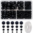 thumbnail image 1 of About 370 Pcs Natural Matte Onyx Gemstone Beads 4mm/6mm/8mm/10mm Black Frosted Beads with 10m/Roll Beading Thread, 1 of 7