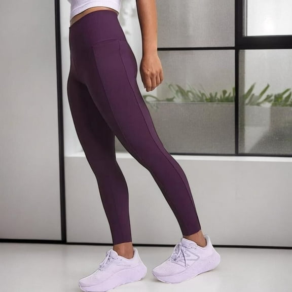 CALIA Women's Velvet Plum Purple Seamed Ribbed Essential 7/8 Legging Size XS NWT