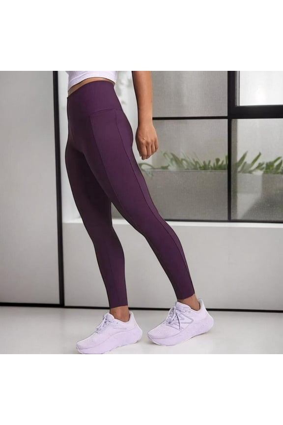 Women's Velvet Plum Purple Seamed Ribbed Essential 7/8 Legging Size XS NWT