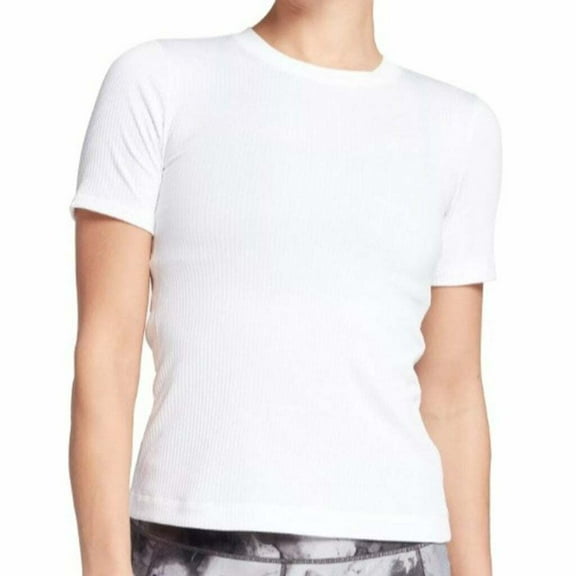 CALIA by Carrie Underwood Women's Rib Crewneck T-Shirt, XS, Pure White
