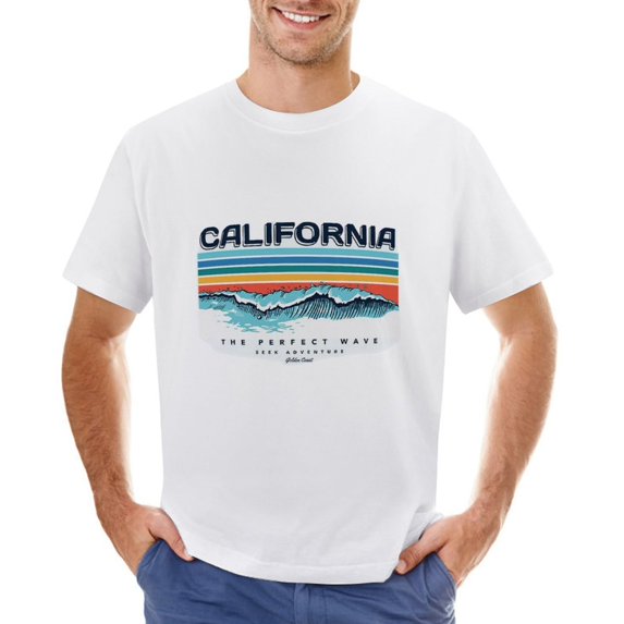 CALIFORNIA Men’s T-Shirt 100% Cotton Casual Short Sleeve Tops Gift Tee White XS