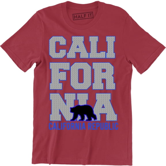 CALIFORNIA Republic Men Top Cali Grizzly Bear CA Flag Souvenir State Tee Shirt