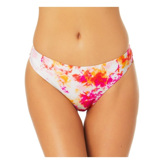 CALIFORNIA SUNSHINE Women's Pink Tie Dye Stretch Lined Bikini Moderate Coverage Hipster Swimsuit Bottom M
