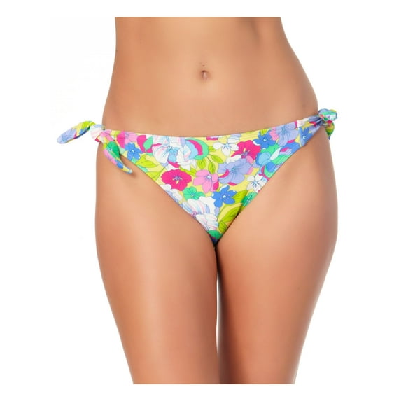 CALIFORNIA WAVES Women's Multi Color Floral Stretch LINED Moderate Coverage Tie Hipster Swimsuit Bottom XL