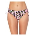 thumbnail image 1 of CALIFORNIA WAVES Women's Pink Animal Print Stretch Lined Moderate Coverage Side Tie Hipster Swimsuit Bottom M, 1 of 2