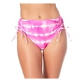 thumbnail image 1 of CALIFORNIA WAVES Women's Pink Tie Dye Ruched Side Tie High Waisted Swimsuit Bottom M, 1 of 4