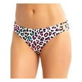 thumbnail image 1 of CALIFORNIA WAVES Women's White Animal Print Stretch Moderate Coverage Strappy Bikini Swimsuit Bottom S, 1 of 2