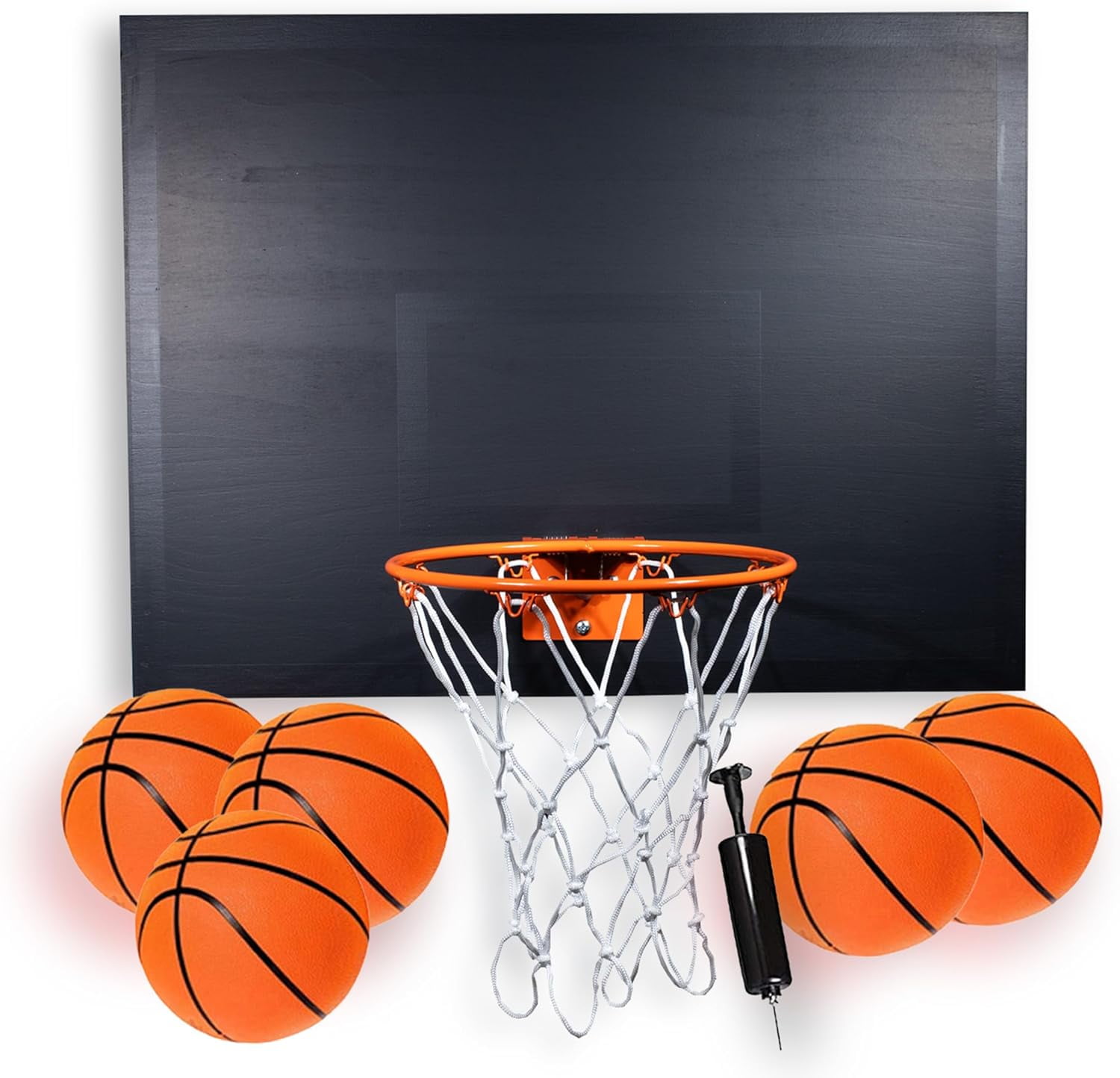 Indoor Mini Basketball Hoop Set – 3-Panel Cedar Backboard With 9" Hoop, Net & 5 Mini Balls