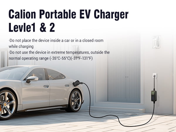 CALION 32A Level 2 Portable EV Charger, 240V Smart Electric Vehicle Charging Station with 25FT Cable, NEMA 14-50 Plug, LED Indicator, IP65 Waterproof for Indoor/Outdoor J1772 EVs