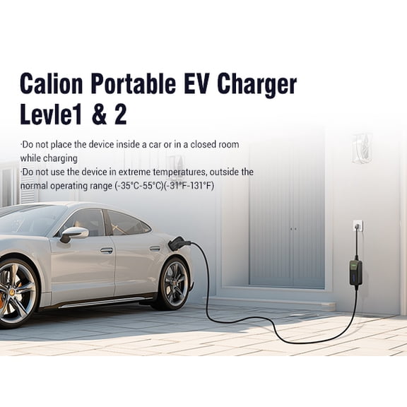 CALION 32A Level 2 Portable EV Charger, 240V Smart Electric Vehicle Charging Station with 25FT Cable, NEMA 14-50 Plug, LED Indicator, IP65 Waterproof for Indoor/Outdoor J1772 EVs