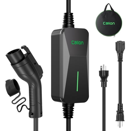 CALION Portable EV Charger for Home & Travel, Level 1/2, 16A, Includes 240V and 120V Plugs, 25FT Cable, J1772 Compatible, No Screen Simple Design