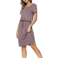 thumbnail image 1 of CALIPESSA Women Summer Red Polka Dot Casual Hide Belly Drawstring Knee Length Dress, 1 of 5