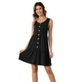 thumbnail image 1 of CALIPESSA Womens Summer Black Button Front Tiered Layer Ruffle Tank Dress Casual Loose Scoop Neck Sleeveless A Line Dress, 1 of 5