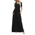 thumbnail image 1 of CALIPESSA Womens Summer Casual Loose Swing Black Floor Long Maxi Dress With Pocket, 1 of 5
