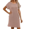 thumbnail image 1 of CALIPESSA Womens Summer Casual Ribbed T Shirt Dress 2024 Fashion Cap Sleeve Pocket Khaki M, 1 of 6