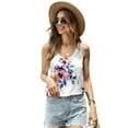 thumbnail image 1 of CALIPESSA Womens Summer Fashion White Sleeveless Floral Print Scoop Neck Racerback Casual Tank Top, 1 of 5