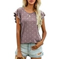 thumbnail image 1 of CALIPESSA Womens Summer Polka Dot Short Sleeve Tunic Tops Loose Fit Casual Round Neck T-Shirt, 1 of 5