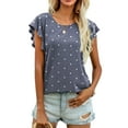thumbnail image 1 of CALIPESSA Womens Summer Polka Dot Short Sleeve Tunic Tops Loose Fit Casual Round Neck T-Shirt, 1 of 5