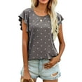 thumbnail image 1 of CALIPESSA Womens Summer Polka Dot Short Sleeve Tunic Tops Loose Fit Casual Round Neck T-Shirt, 1 of 5