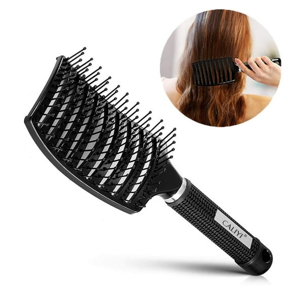 CALIYI Hair Comb Brush, Professional Curved Vented Brush for Faster Blow Drying, Paddle Detangling Brush for Wet Dry Curly Thick Straight Hair