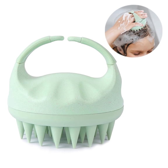 CALIYI Scalp Massager Shampoo Brush, Scalp Scrubber with Soft Silicone Bristles, Scalp Exfoliator for Dandruff Removal, Scalp Massager for Hair Growth, Wet Dry Hair Brush for Scalp Care, Green